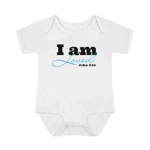 Infant Short Sleeve Bodysuit, Bodysuit, I am Loved Word Art