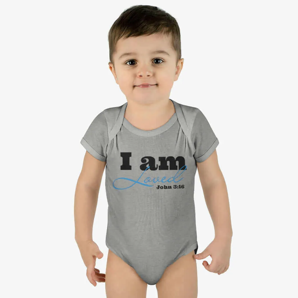 Infant Short Sleeve Bodysuit, Bodysuit, I am Loved Word Art