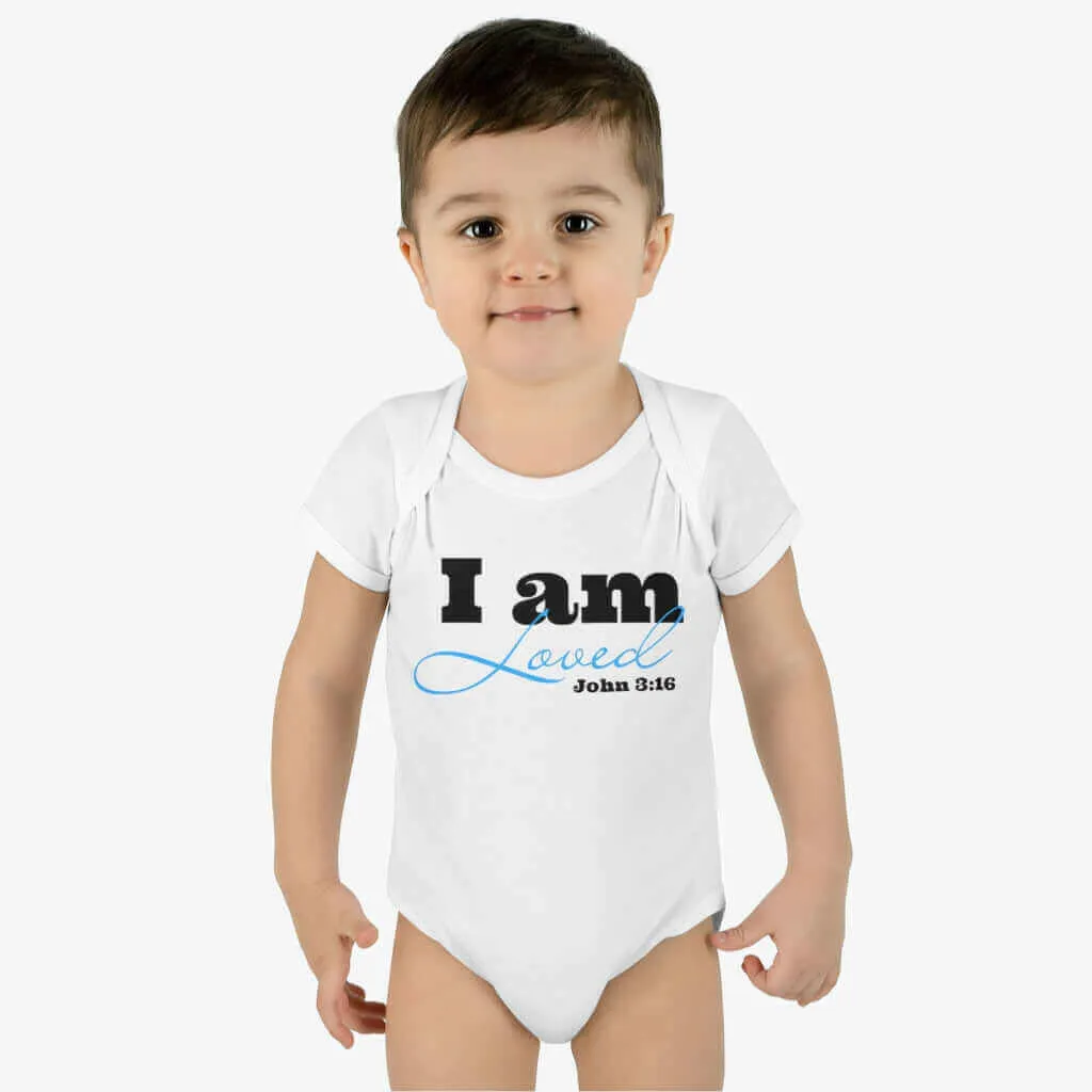 Infant Short Sleeve Bodysuit, Bodysuit, I am Loved Word Art