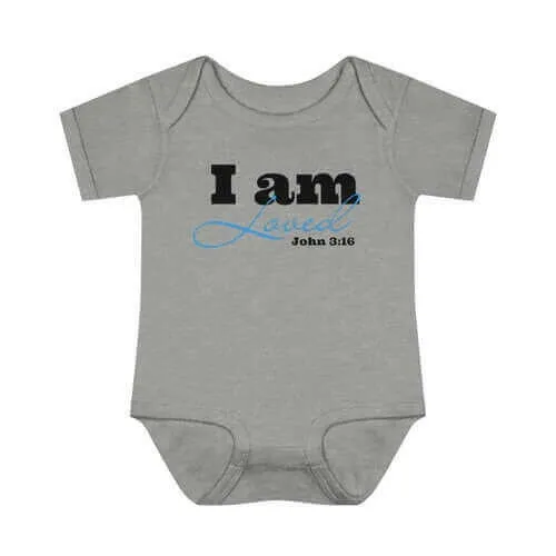 Infant Short Sleeve Bodysuit, Bodysuit, I am Loved Word Art