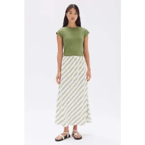 Isola Stripe Skirt | Pandan & Antique White