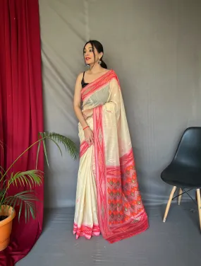 Ivory Saree in Cotton