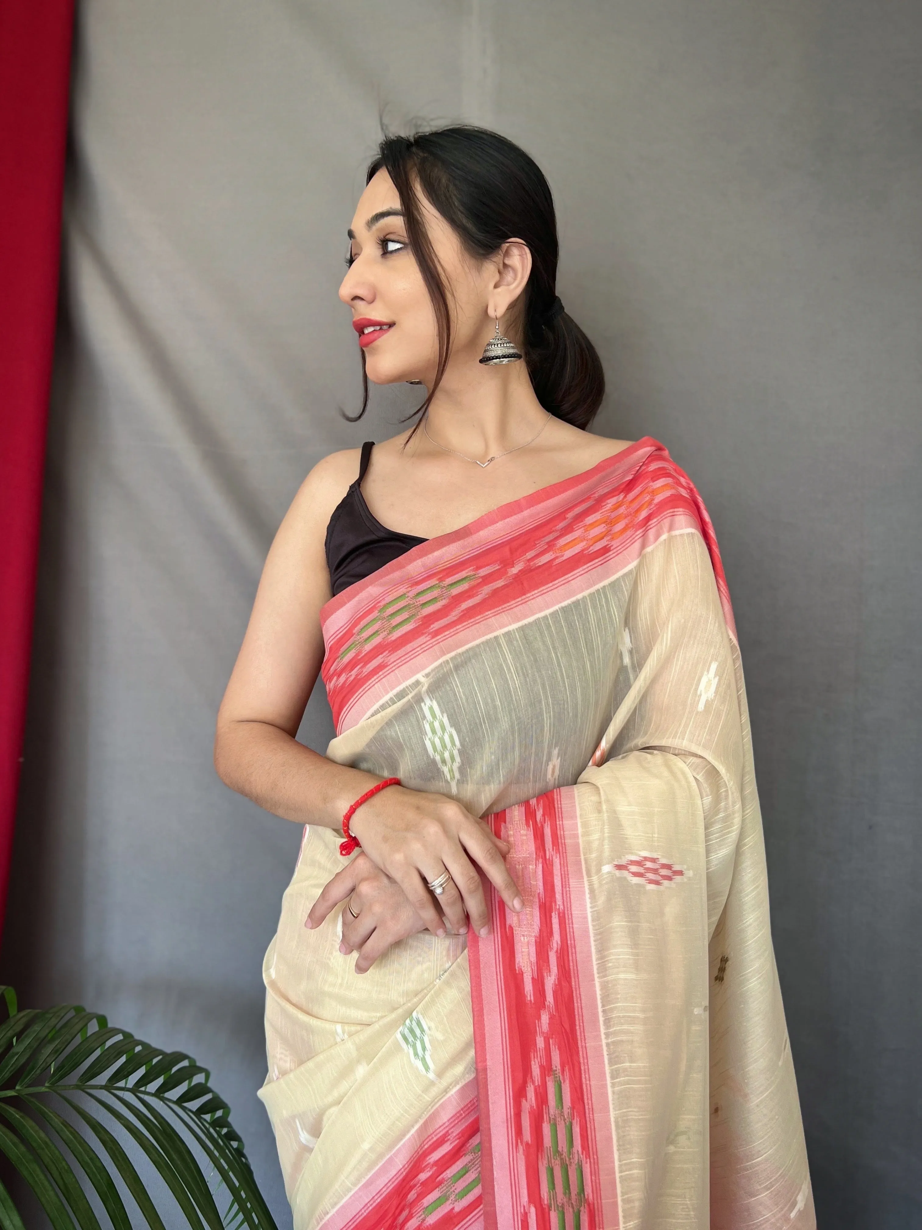 Ivory Saree in Cotton