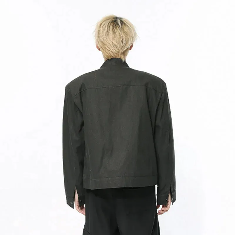 Jacket Korean Style Zipper Stand Neck Trend Long Sleeve Shoulder Pad Casual Men's Clothing Summer Coat 9C5248