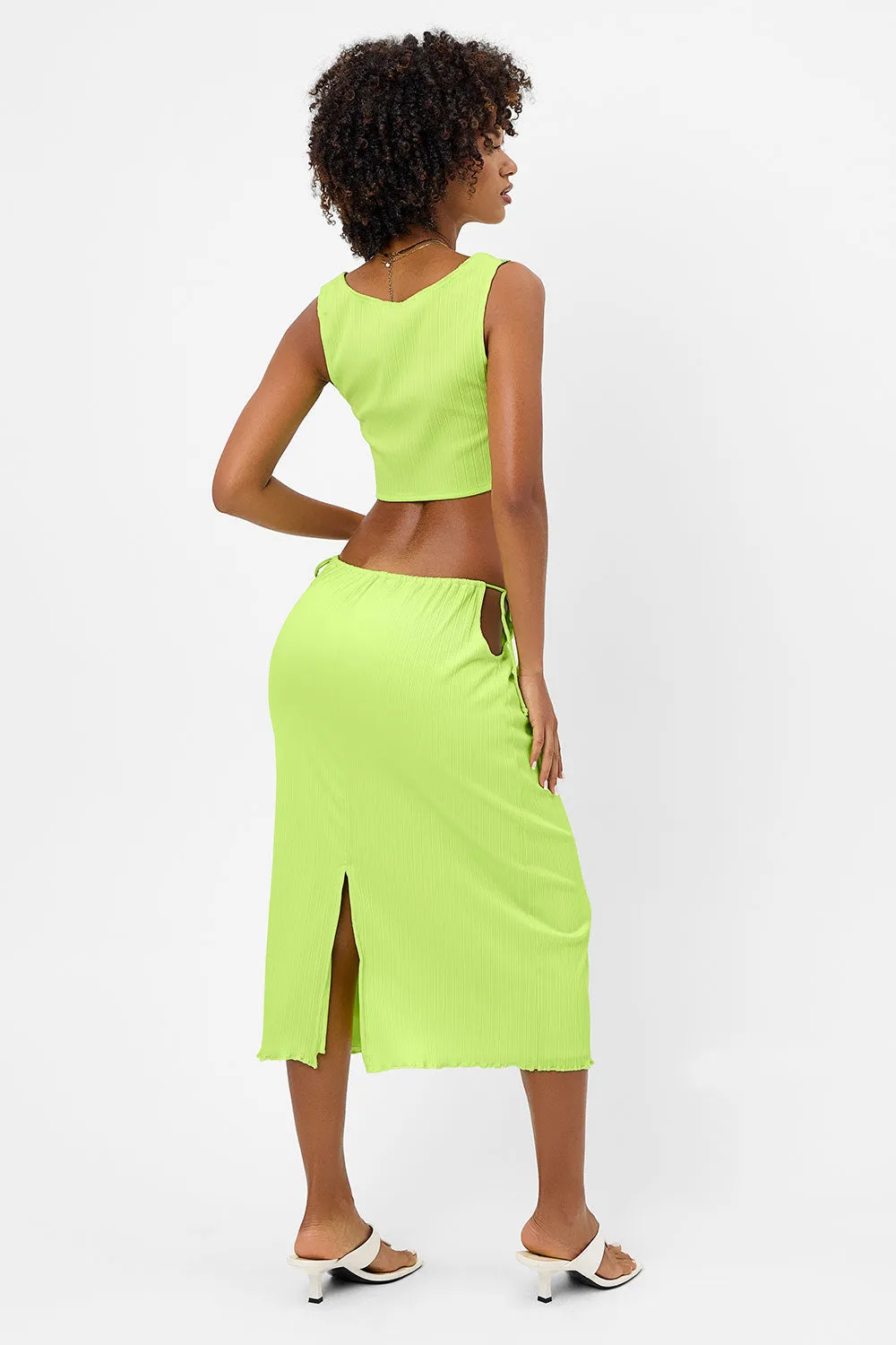 Jenny Plissé Midi Skirt - Kiwi