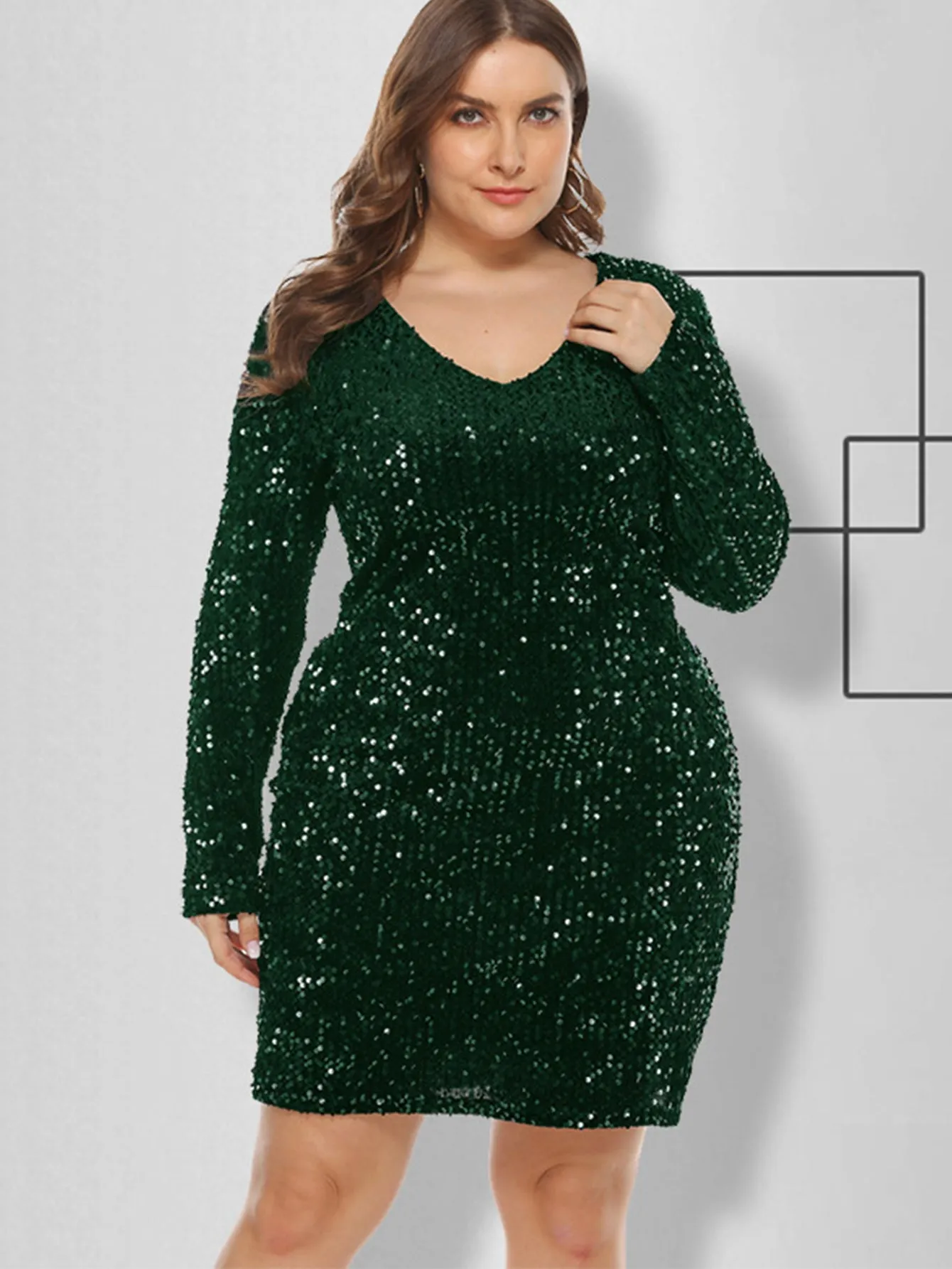 KittenAlarm - Plus Size Sequins Glitter Bodycon Dress