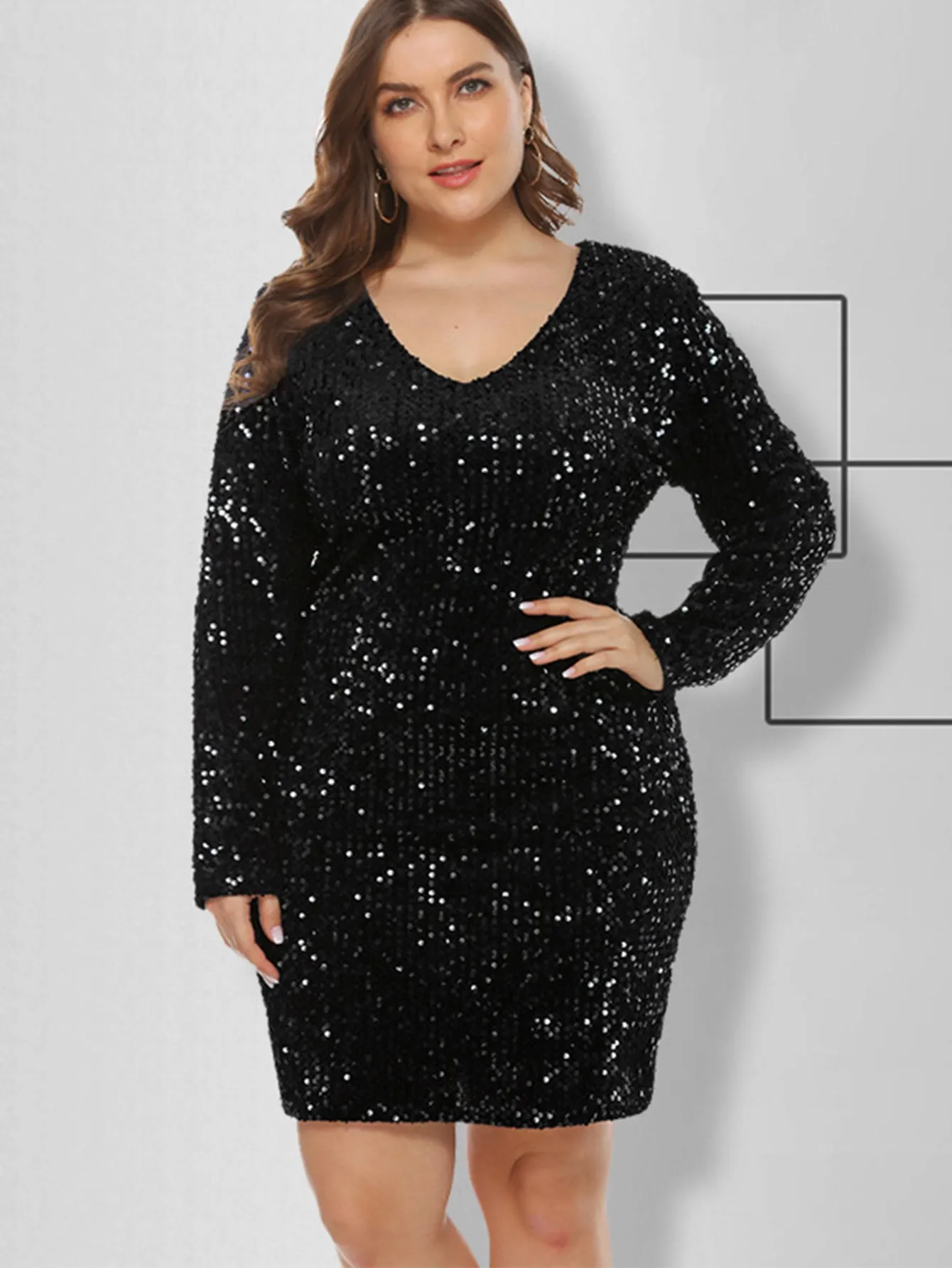 KittenAlarm - Plus Size Sequins Glitter Bodycon Dress