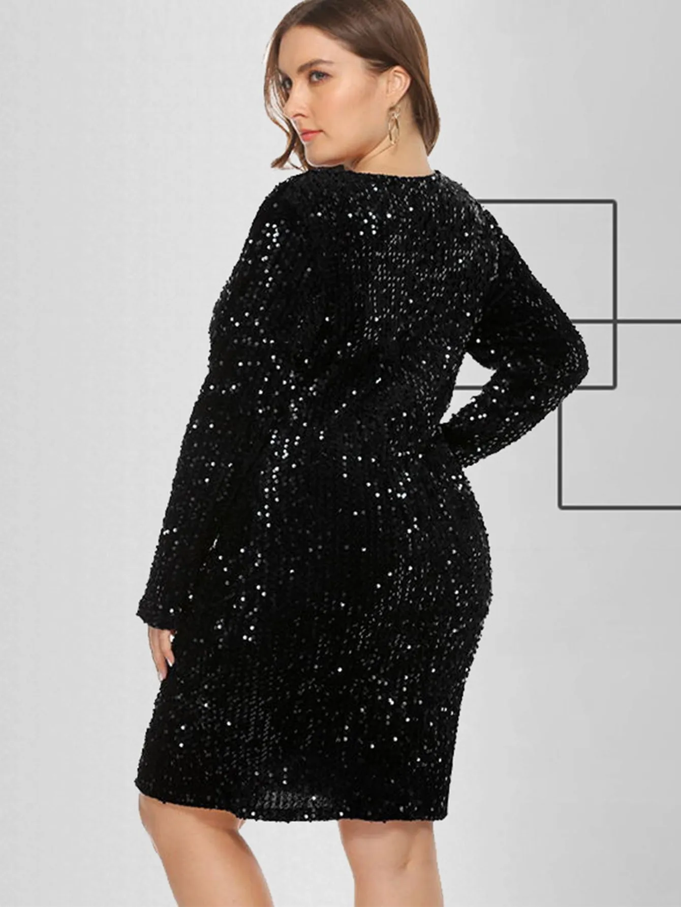 KittenAlarm - Plus Size Sequins Glitter Bodycon Dress