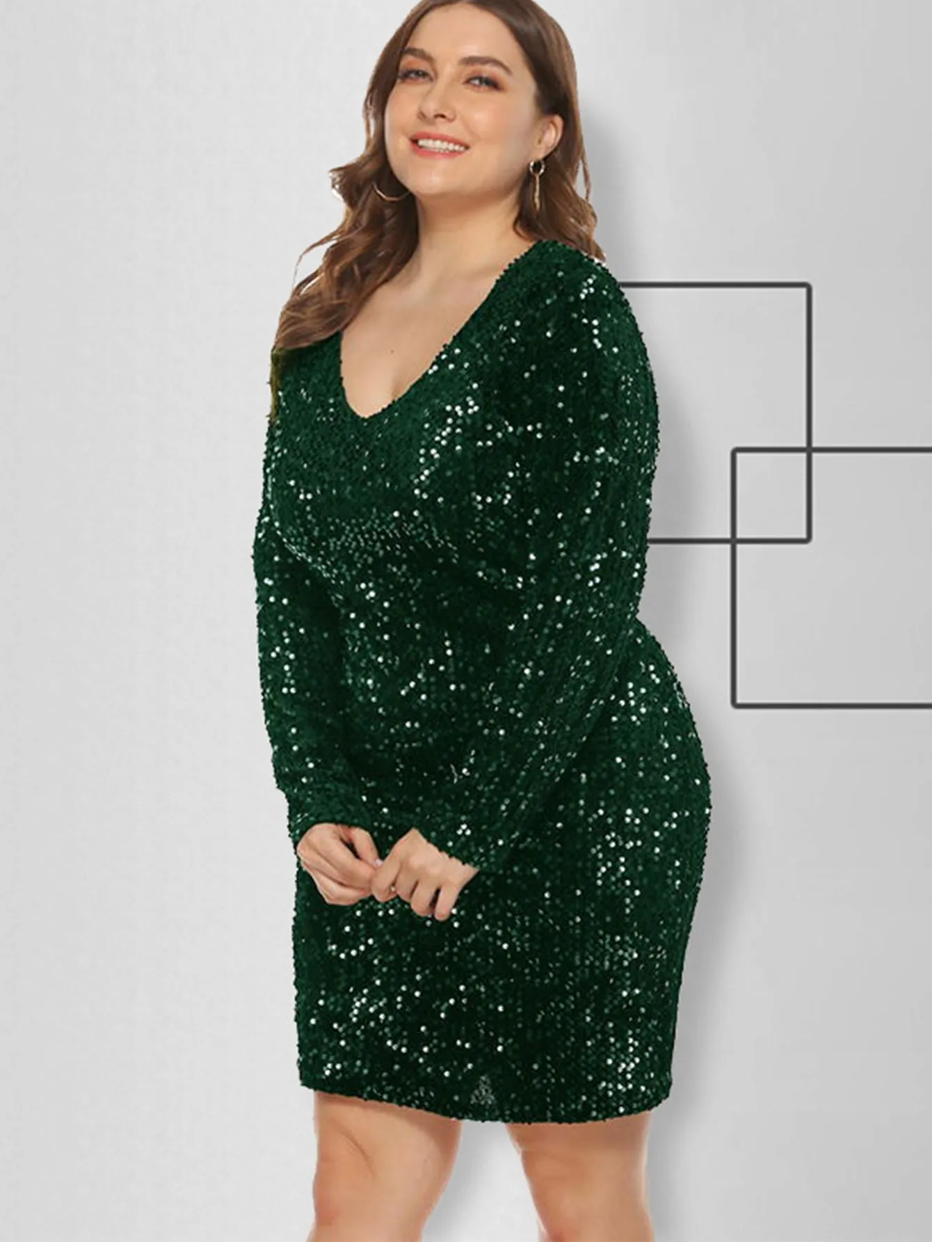 KittenAlarm - Plus Size Sequins Glitter Bodycon Dress