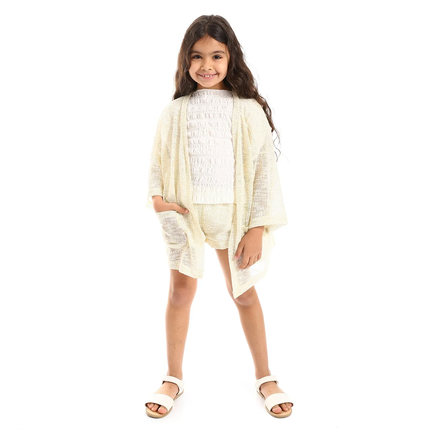 Knitted Pattern Girls Cardigan Set (G133) - Kady