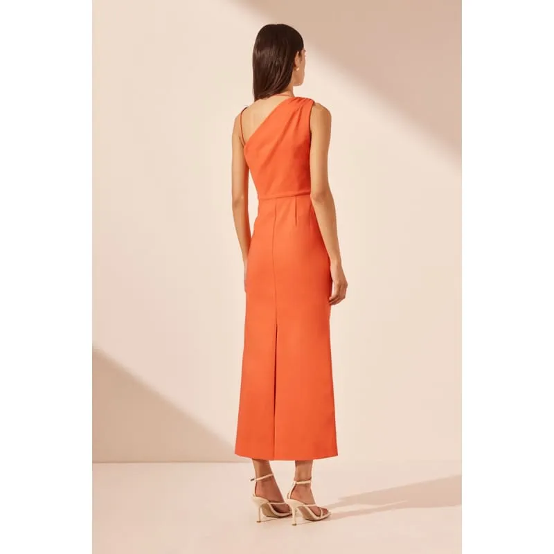 Lani Asymmetrical Gathered Midi Dress