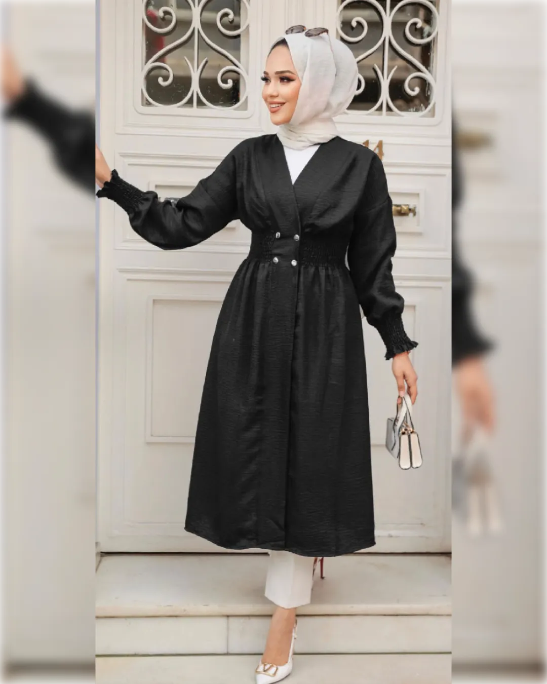 Layan Elegant Long Cardigan in Black Shade  كارديجان ليان الصيفي الأنيق الطويل باللون الأسود الجميل