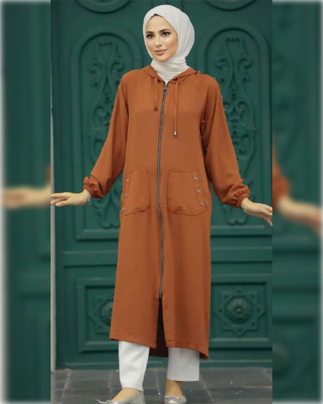 Layan Long Cardigan in Copper Shade  كارديجان ليان الصيفي الطويل باللون النحاسي الجميل