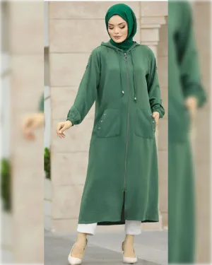 Layan Long Cardigan in Green Shade  كارديجان ليان الصيفي الطويل باللون الأخضر الجميل