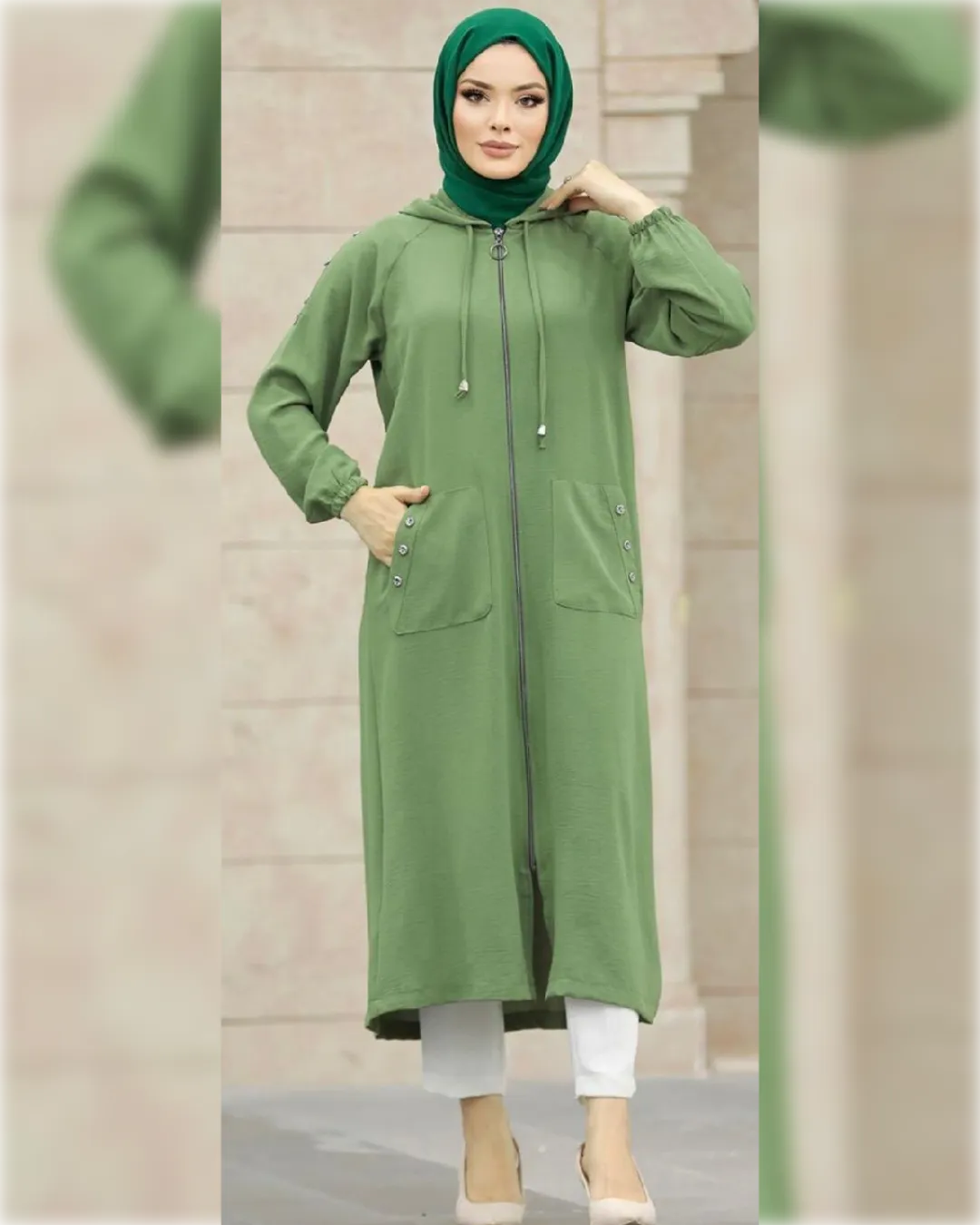 Layan Long Cardigan in Light Green Shade  كارديجان ليان الصيفي الطويل باللون الأخضر الفاتح الجميل