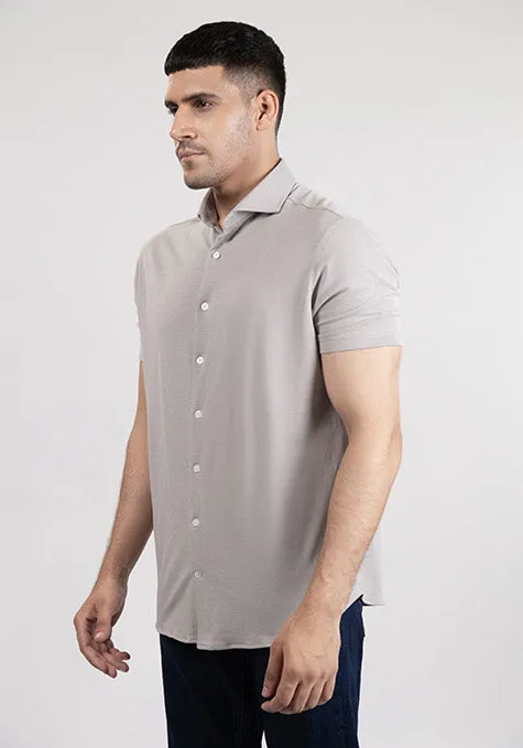 Light Grey Feather Soft Piqué Half Sleeve Shirt