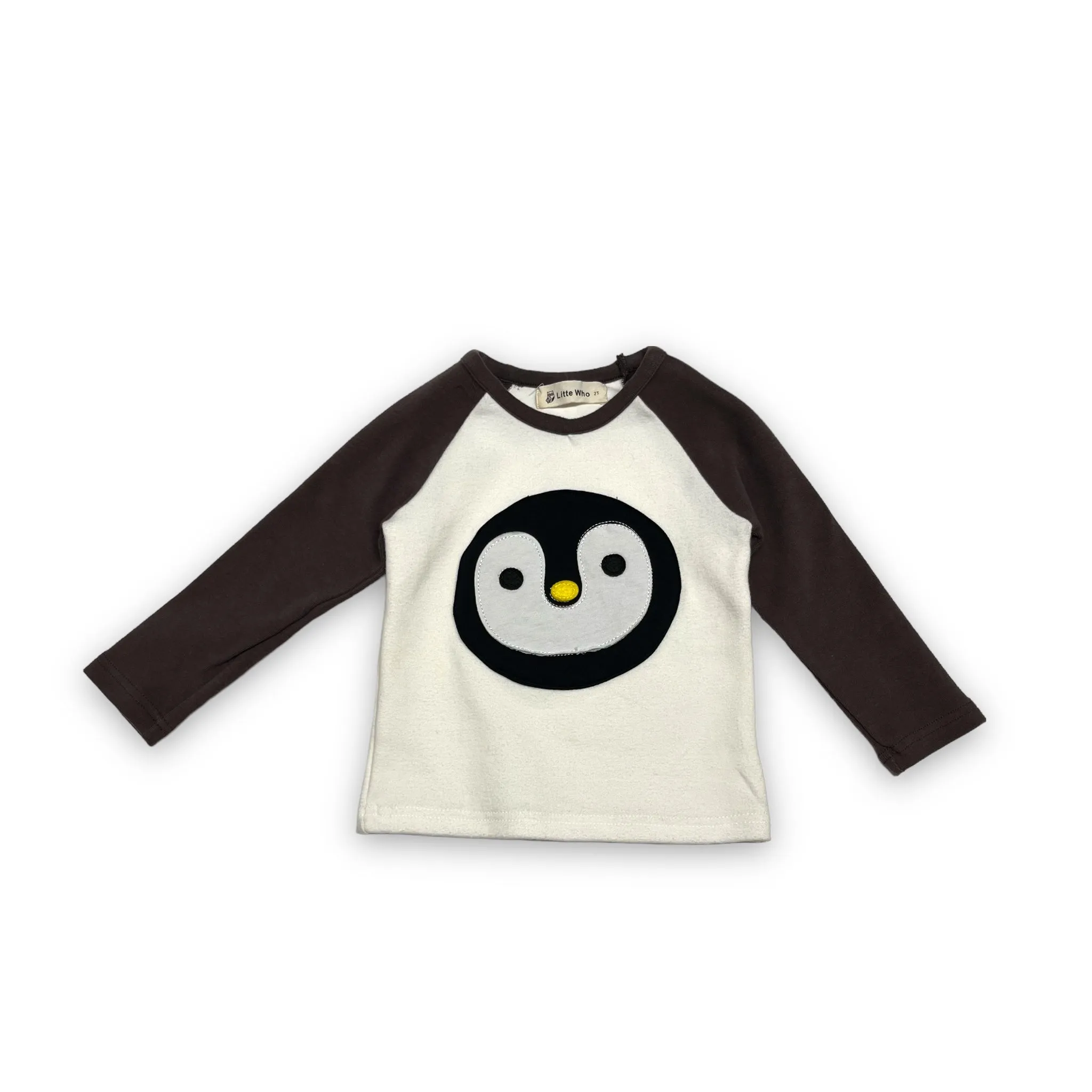 L/S Penguin Face Baseball Tee