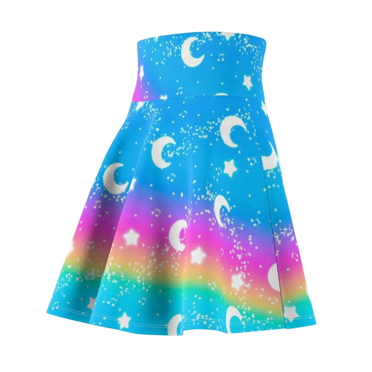 Magical Fairy Time (Rainbow Sunny Day) High Waist Skater Skirt