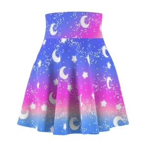 Magical Fairy Time (Rainbow Twilight) High Waist Skater Skirt