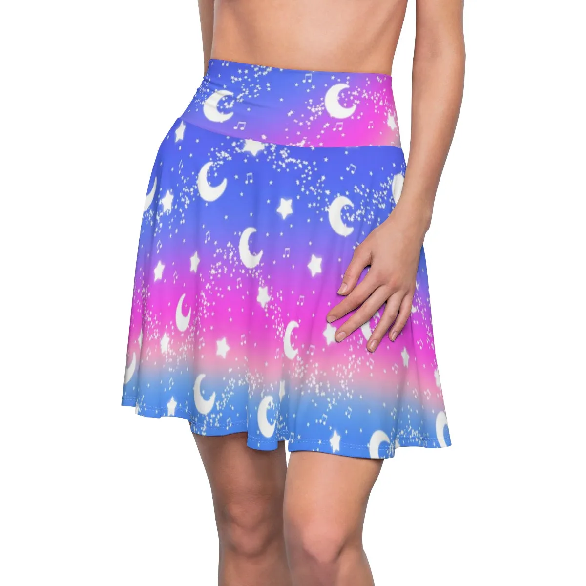 Magical Fairy Time (Rainbow Twilight) High Waist Skater Skirt