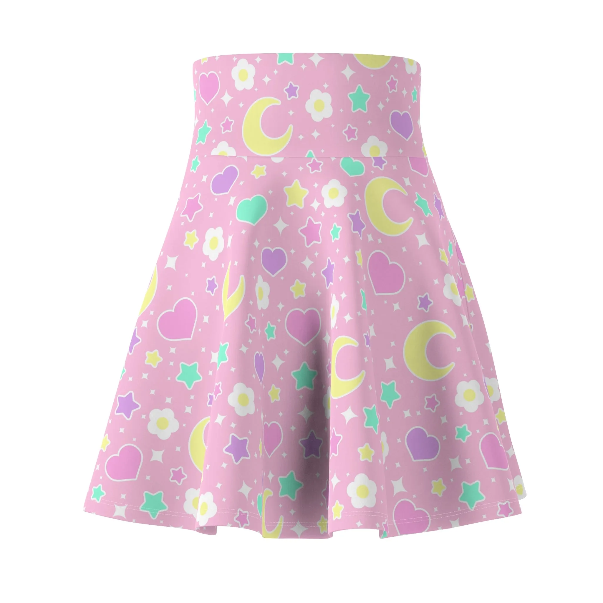 Magical Spring Pink High Waist Skater Skirt