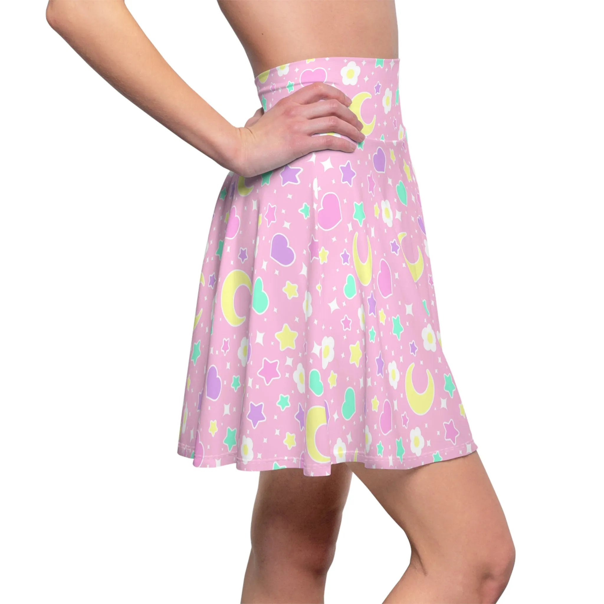 Magical Spring Pink High Waist Skater Skirt