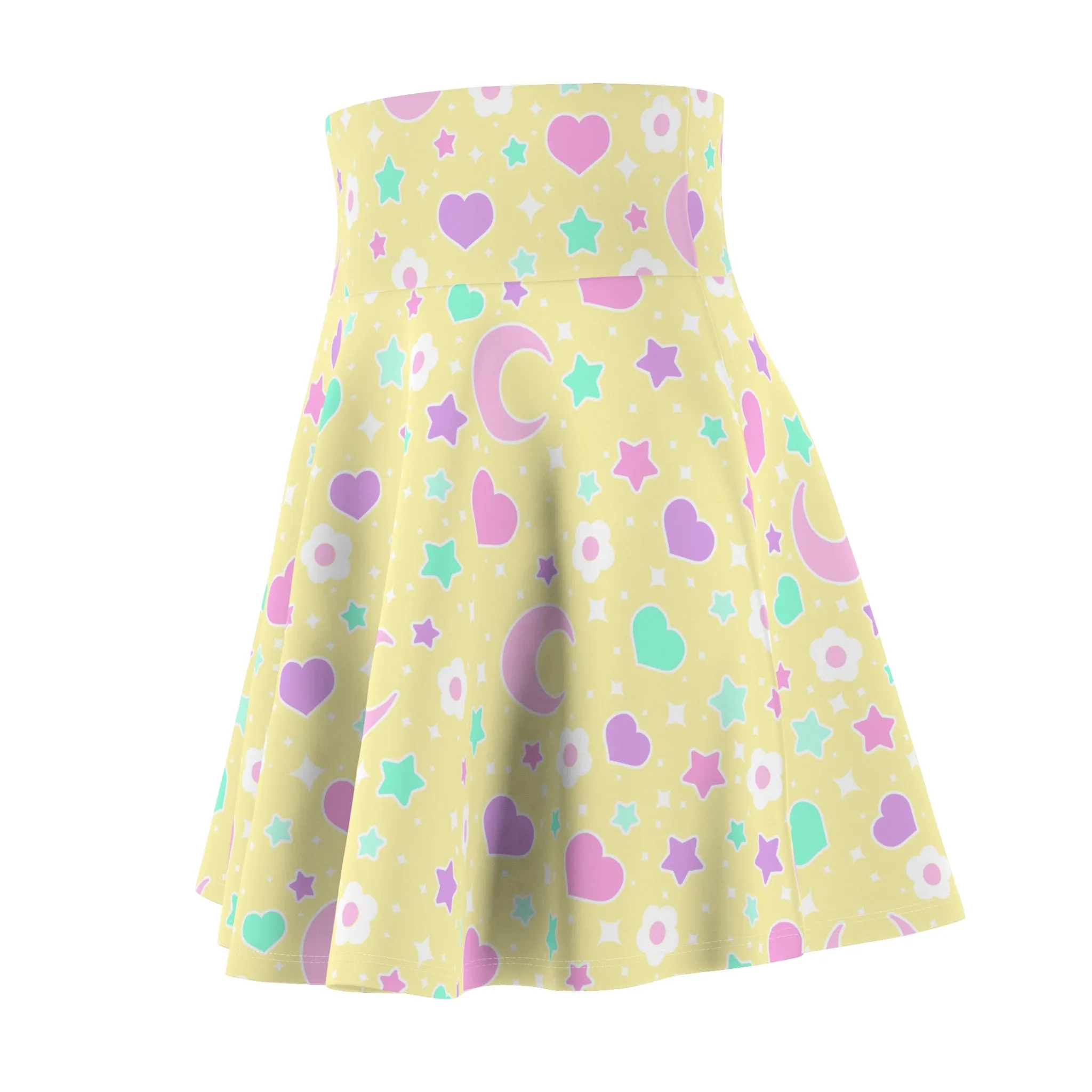 Magical Spring Yellow High Waist Skater Skirt