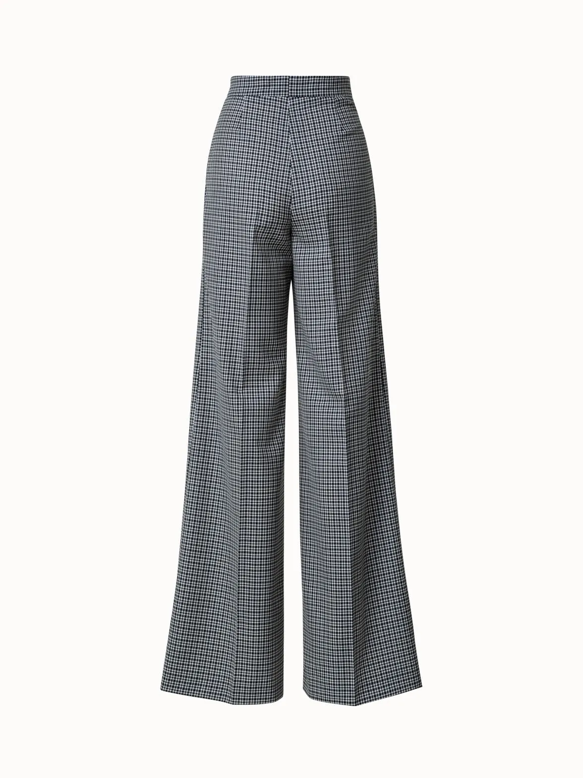 Microcheck Wool Wide Leg Pants