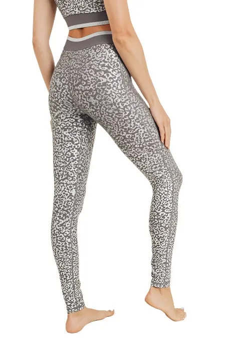 Mono B Silver Foil Leopard Legging APH2883