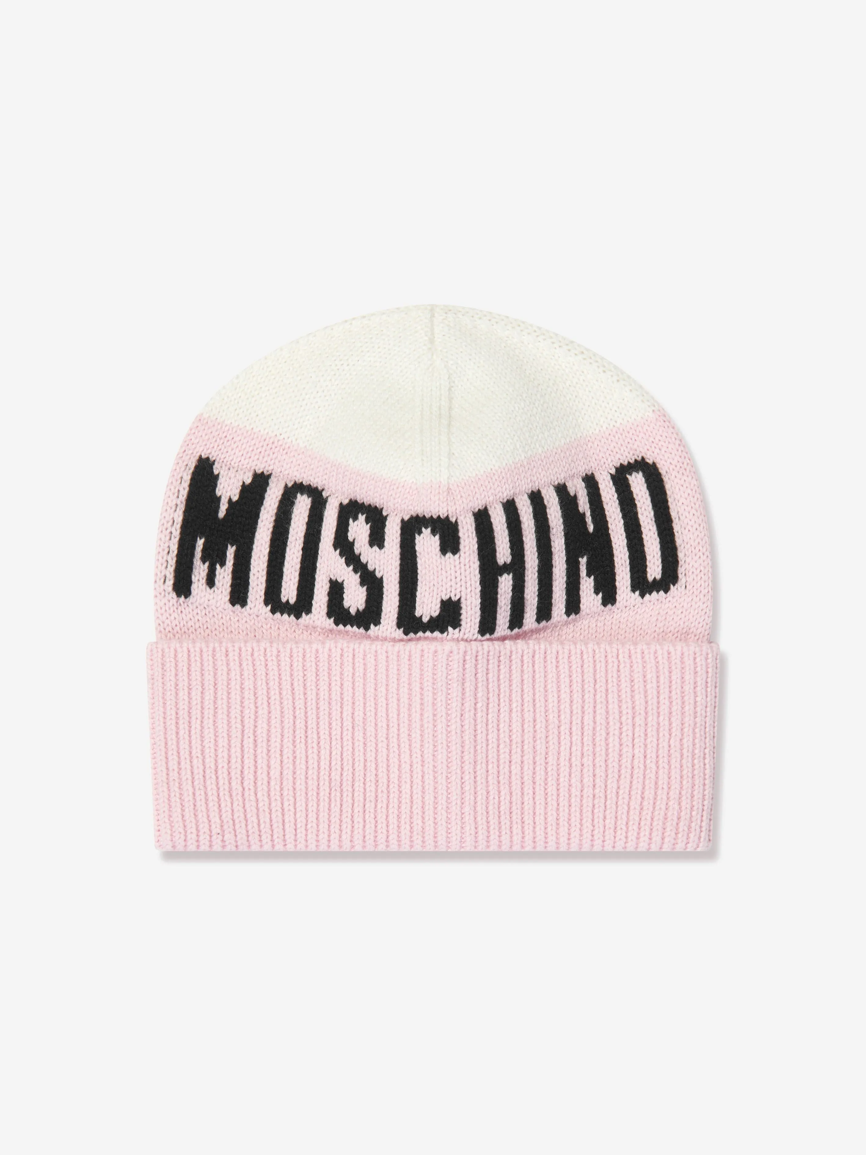 Moschino Girls Knitted Hat And Scarf Set in Pink