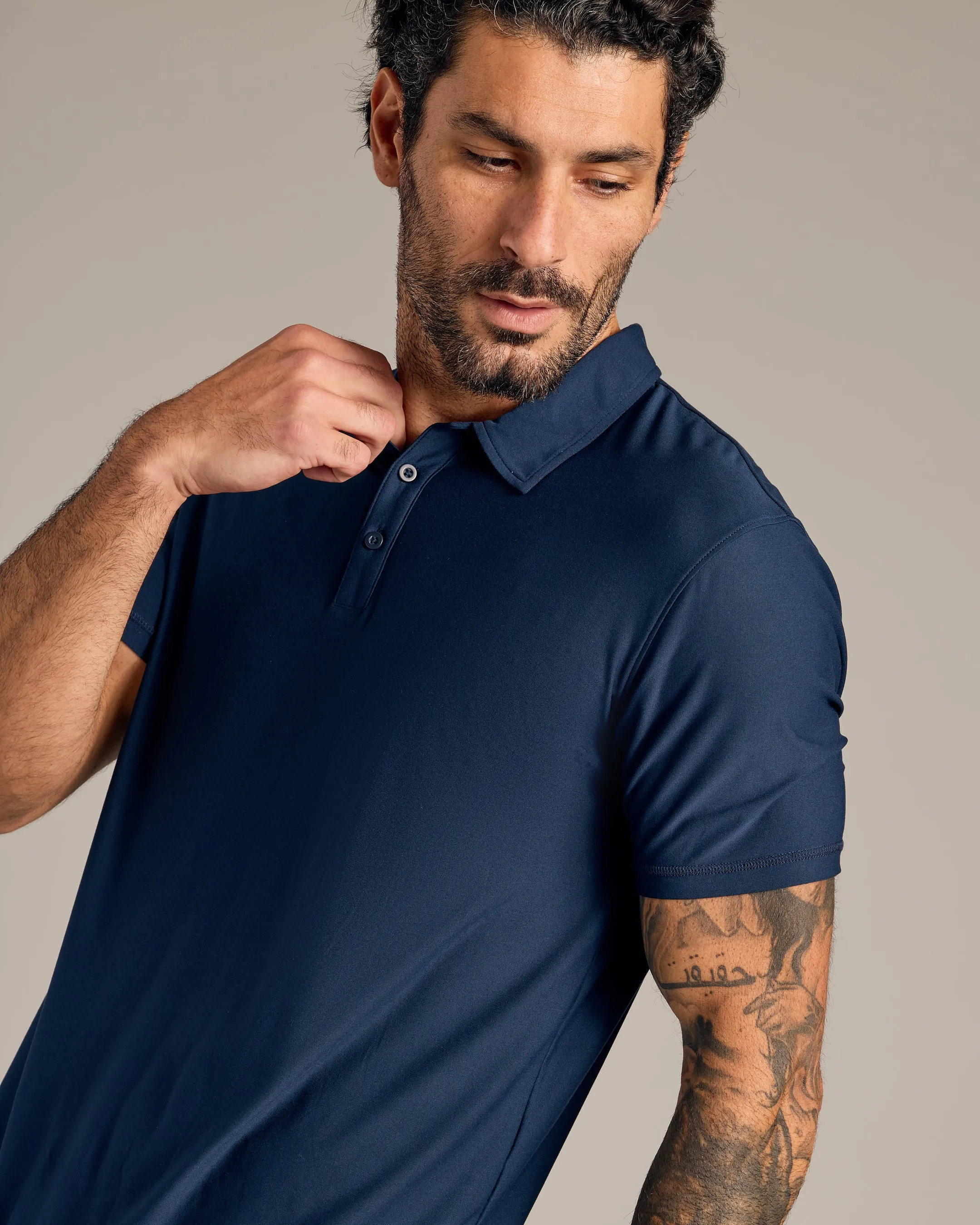 Navy Active Short Sleeve Polo