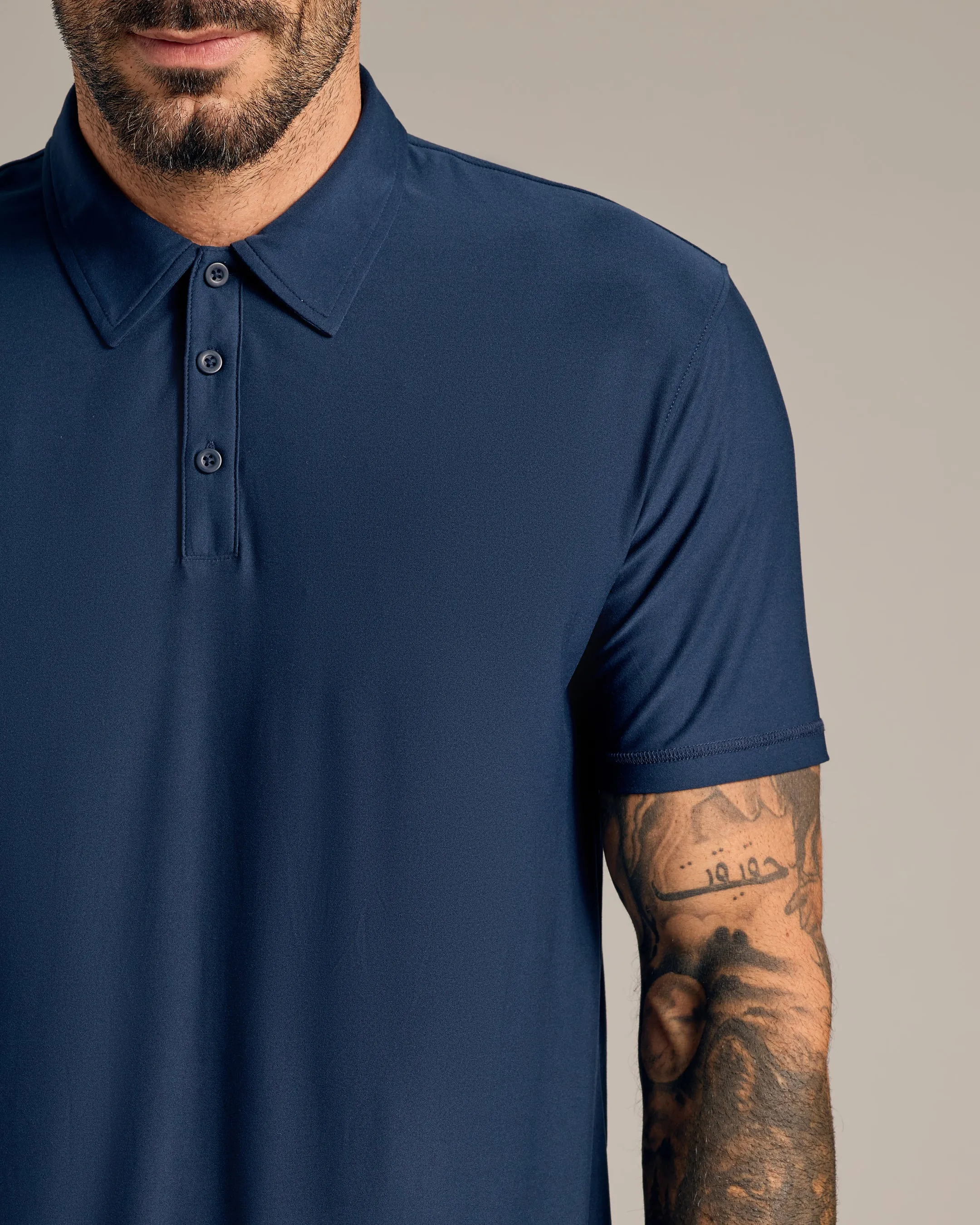 Navy Active Short Sleeve Polo