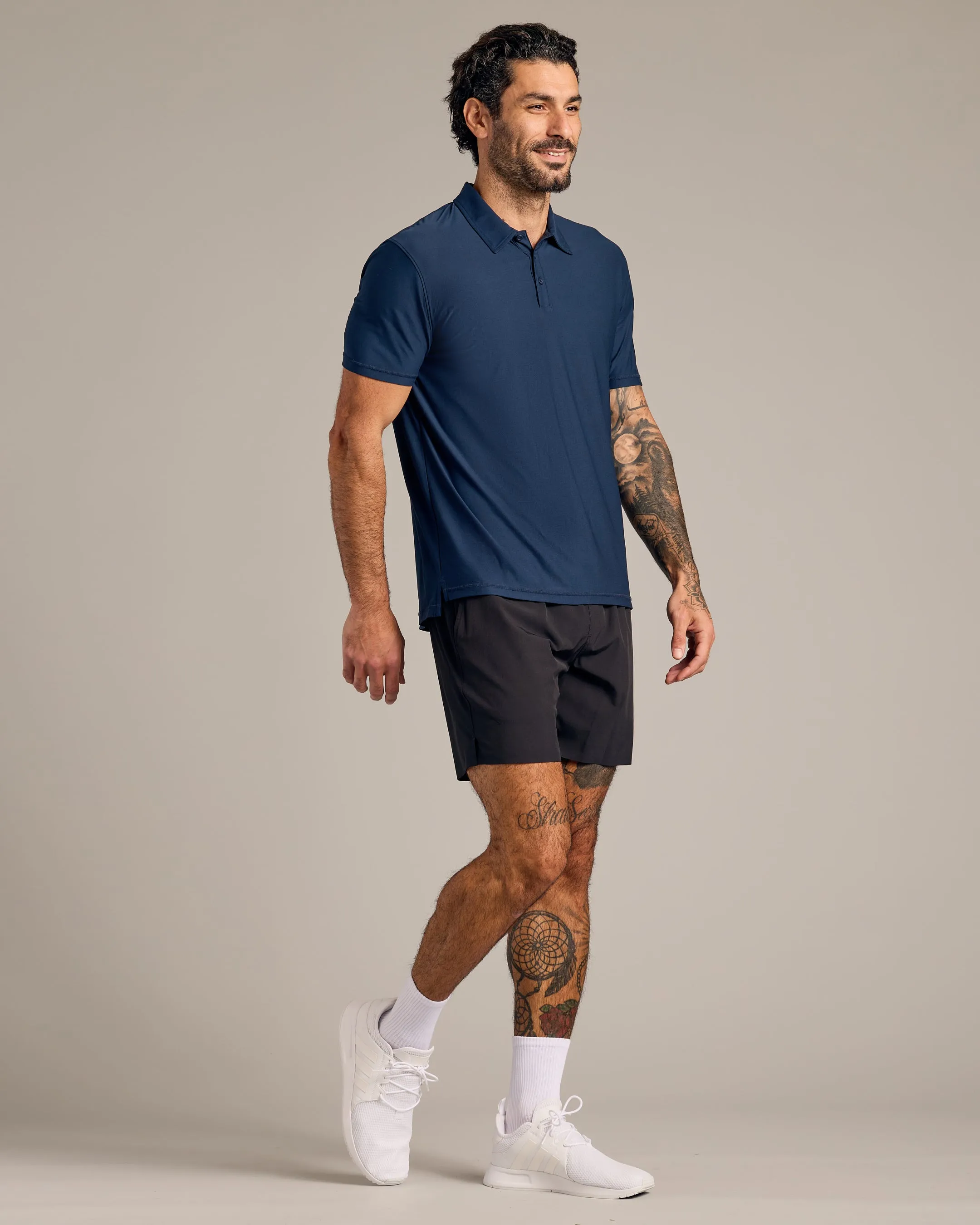 Navy Active Short Sleeve Polo