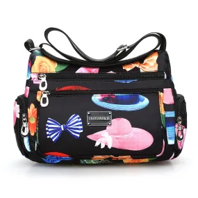 New Fashionable Printed Women's Shoulder Bag HOTan and NEWn Fashion Crossbody Bag Multi-Layer Mummy Bag Washed Nylon Cloth Bag Wholesale