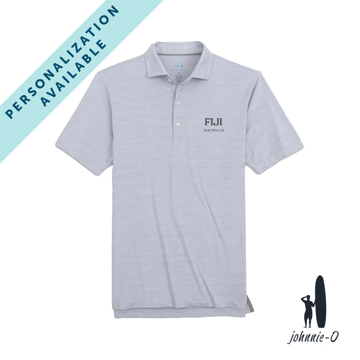 New! FIJI Personalized Johnnie-O Heather Grey Polo