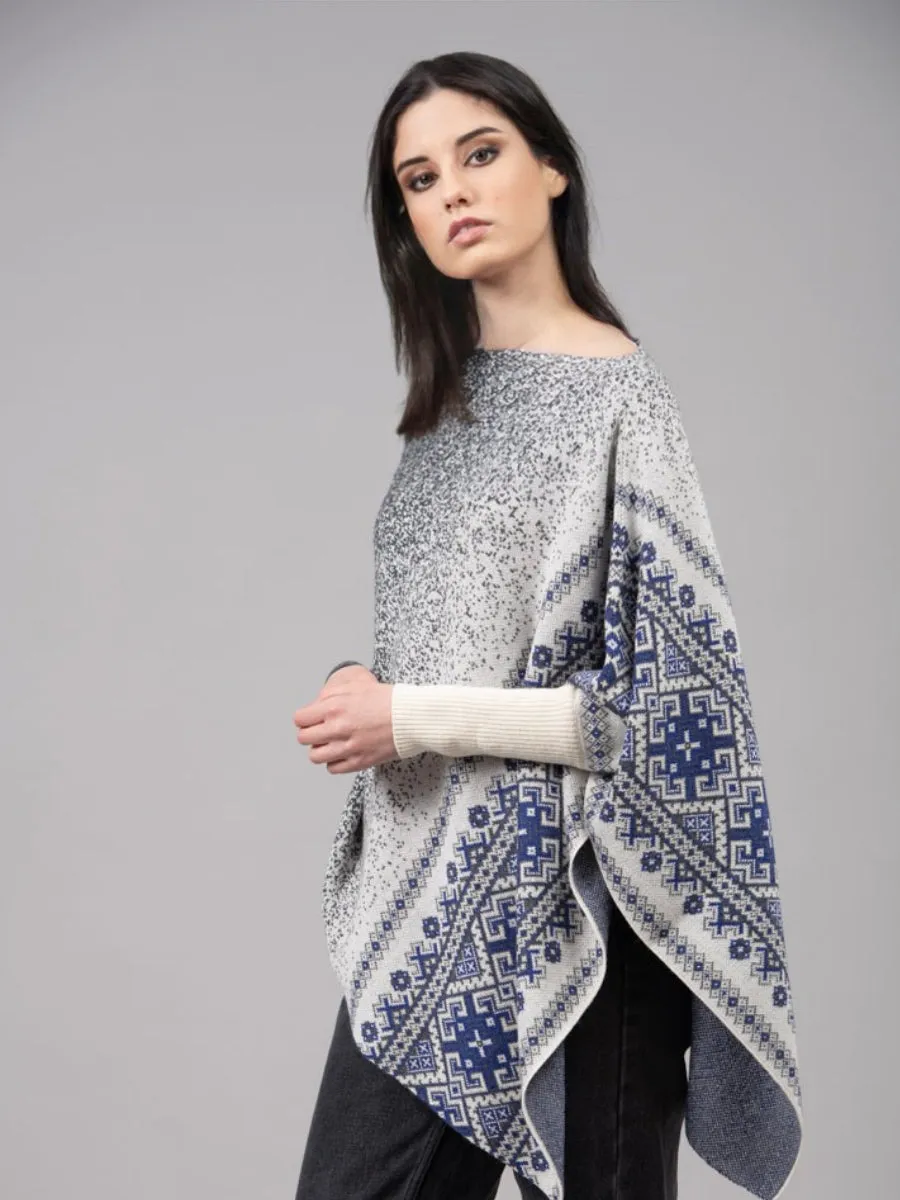 Nordic Asymmetric Poncho with Sleeves