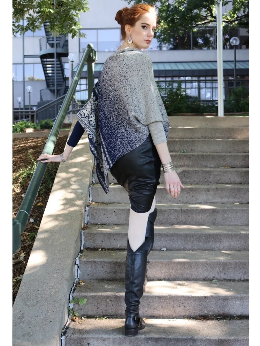 Nordic Asymmetric Poncho with Sleeves