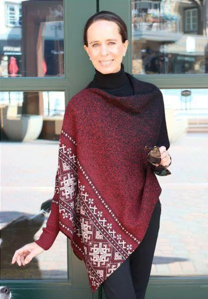 Nordic Asymmetric Poncho with Sleeves