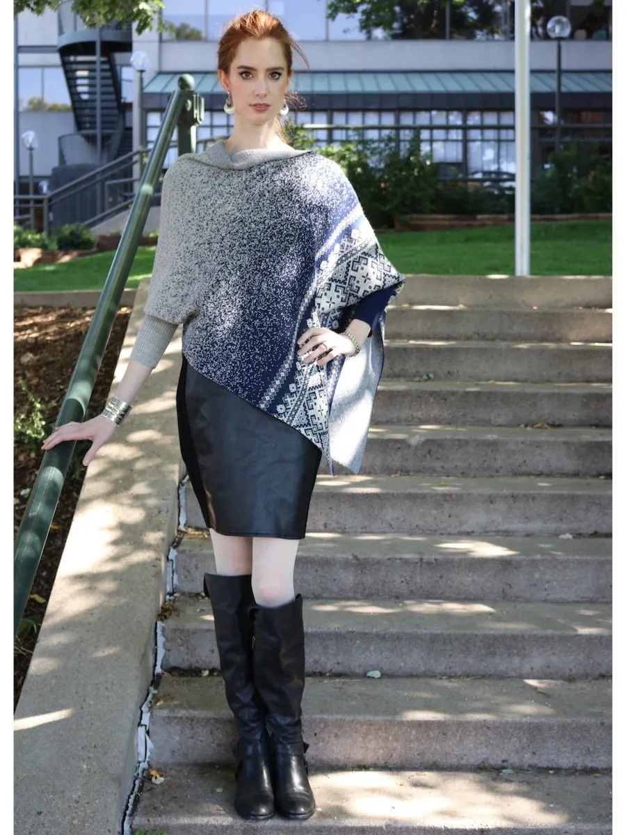 Nordic Asymmetric Poncho with Sleeves