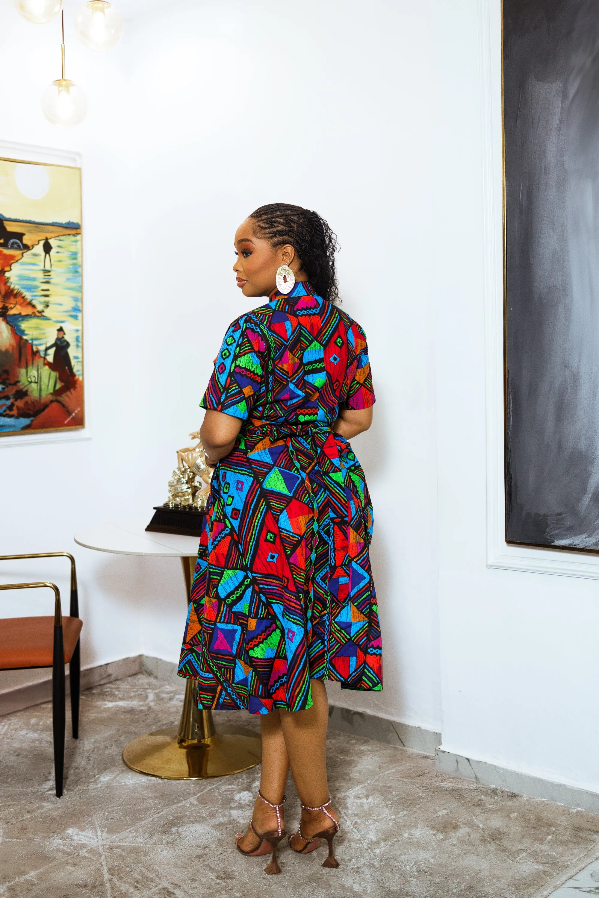 OMOTAYO AFRICAN PRINT WRAP DRESS