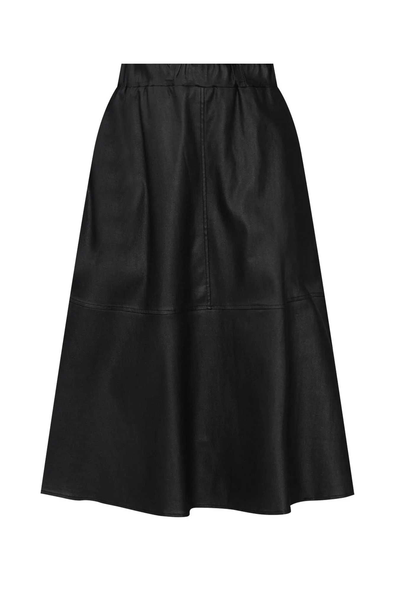 Oriel Black Faux Leather Midi Skirt