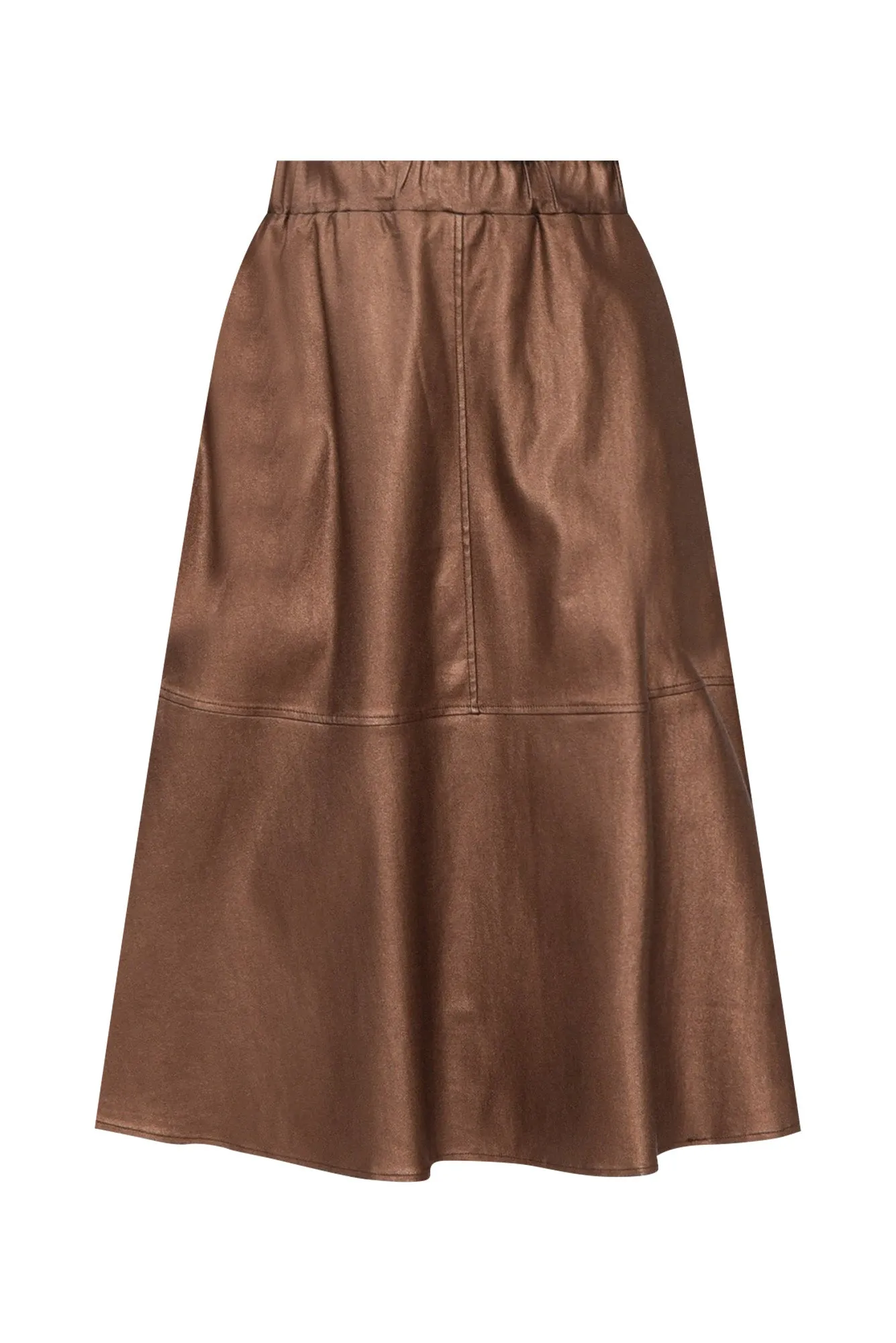 Oriel Bronze Faux Leather Midi Skirt