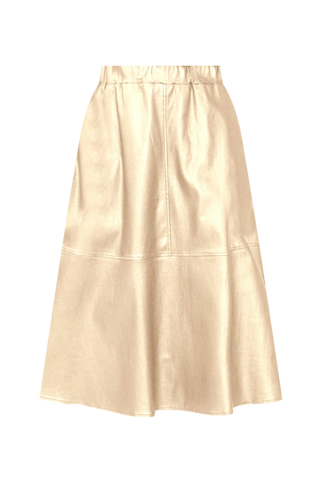 Oriel Gold Faux Leather Midi Skirt