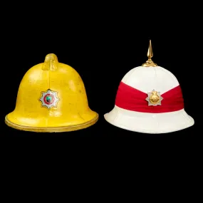 Original Royal Canadian Pith Helmet and South Yorkshire Fire Brigade Helmet - Formerly Part of the Yeoman Warder’s Club Collection, Tower of London