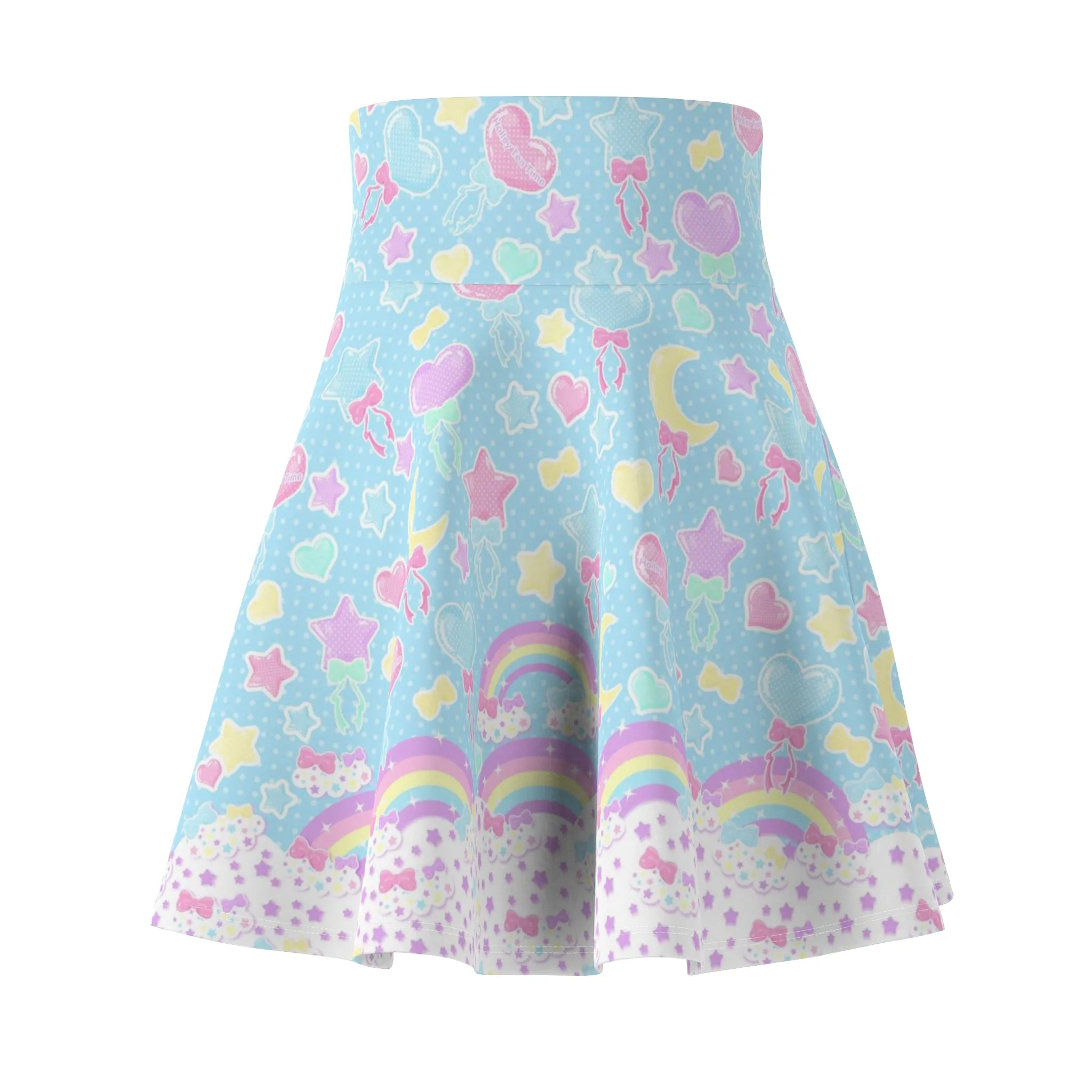 Pastel Party High Waist Skater Skirt (Blue)