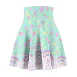 Pastel Party High Waist Skater Skirt (Mint)