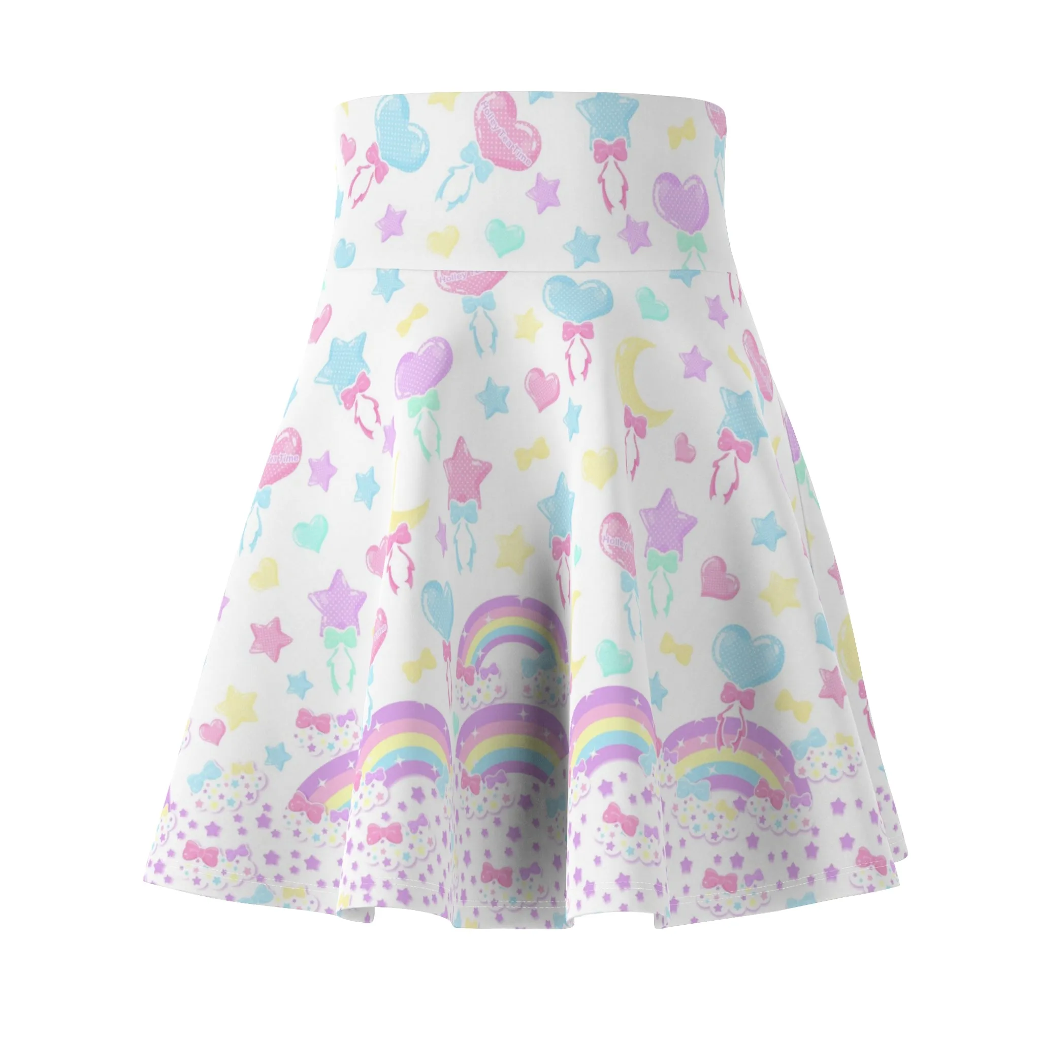 Pastel Party High Waist Skater Skirt (White)