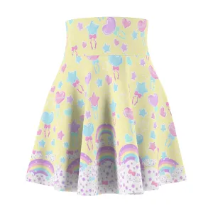 Pastel Party High Waist Skater Skirt (Yellow)