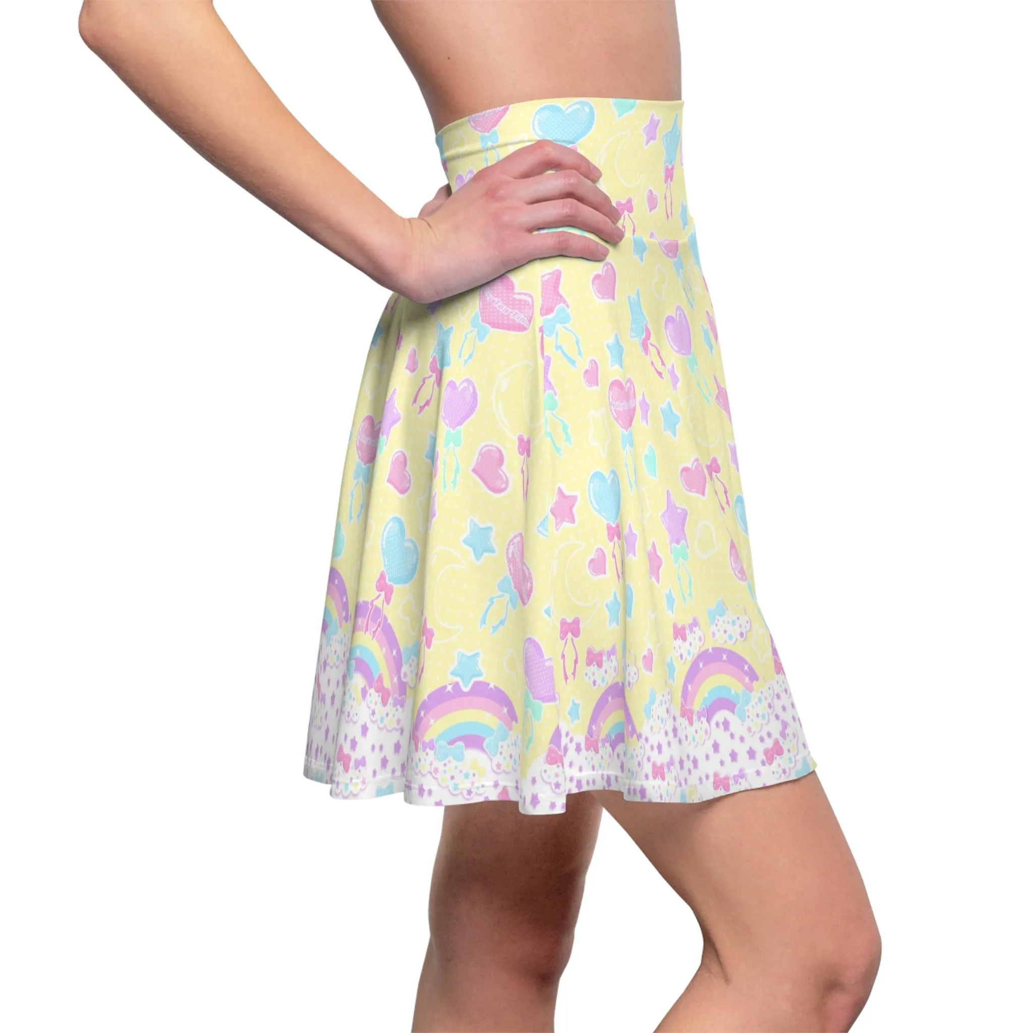 Pastel Party High Waist Skater Skirt (Yellow)