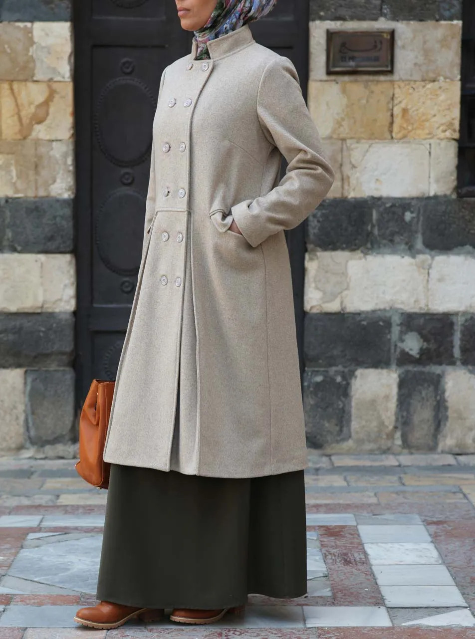 Pleated Wool Coat